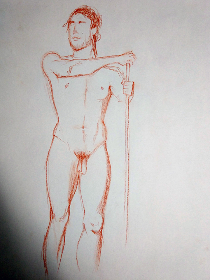 Pose de pie con apoyo. Anónimo.