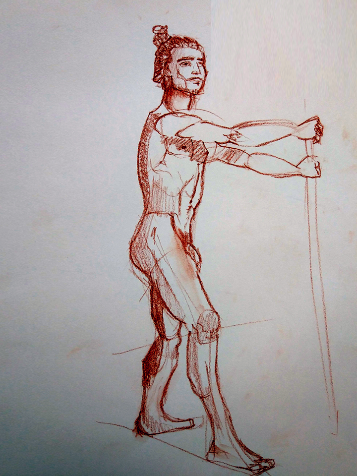 Pose de pie con apoyo. Anónimo.