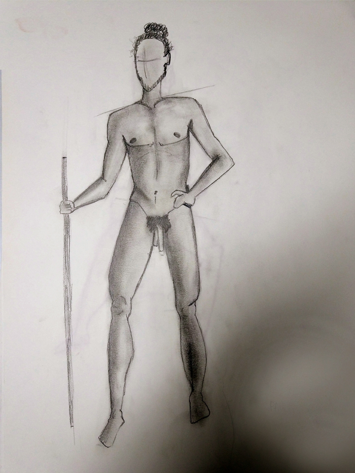 Pose de pie con apoyo. Anónimo.