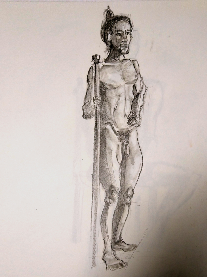 Pose de pie con apoyo. Anónimo.