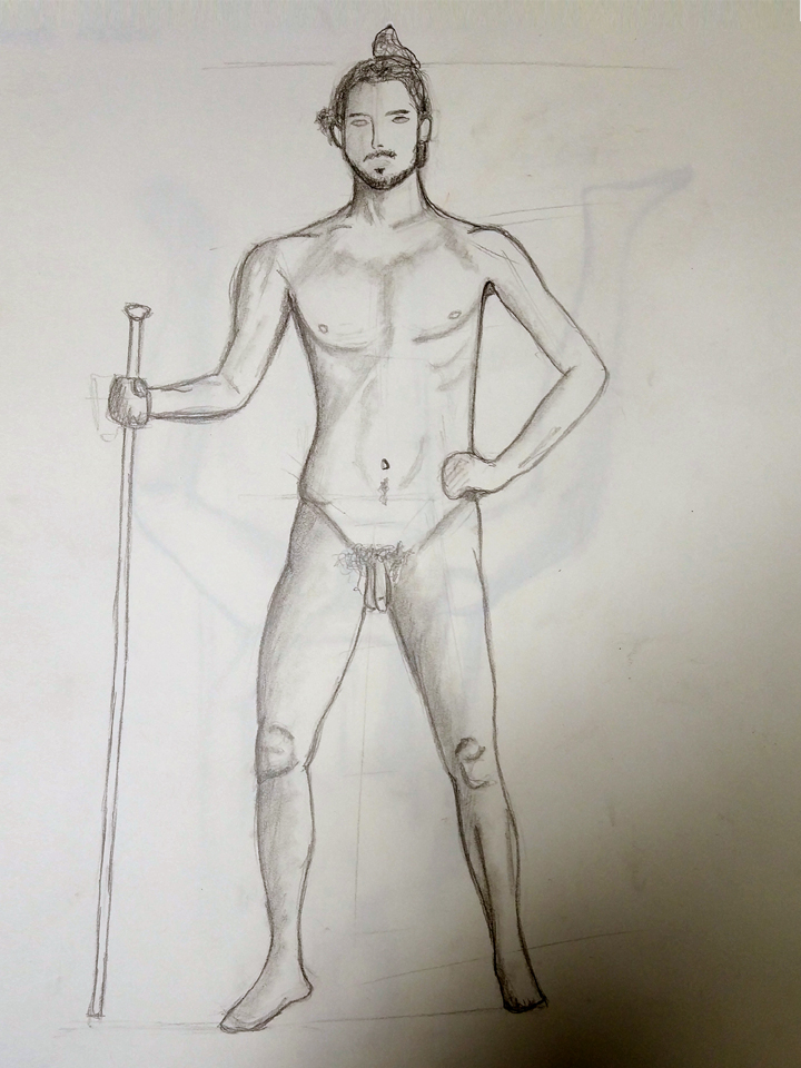 Pose de pie con apoyo. Anónimo.