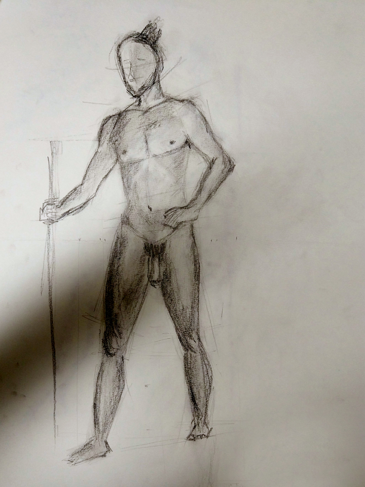 Pose de pie con apoyo. Anónimo.