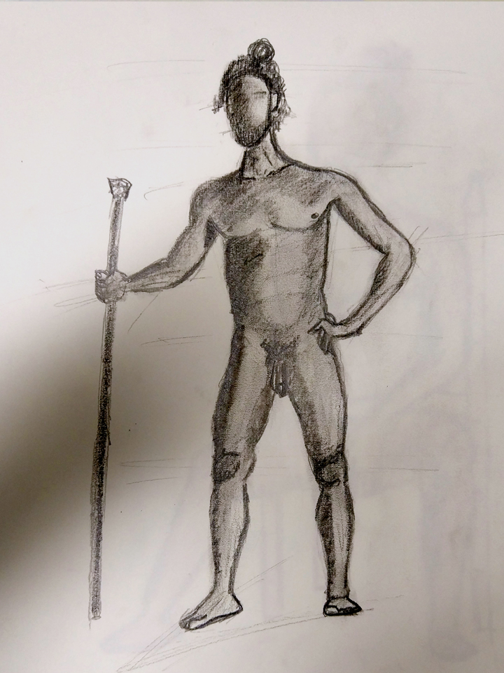 Pose de pie con apoyo. Anónimo.