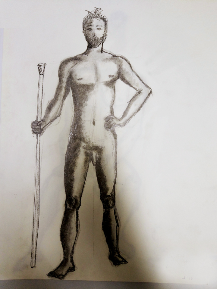 Pose de pie con apoyo. Anónimo.