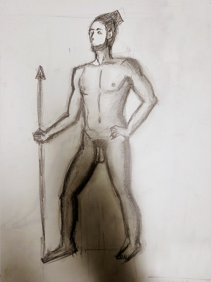 Pose de pie con apoyo. Anónimo.