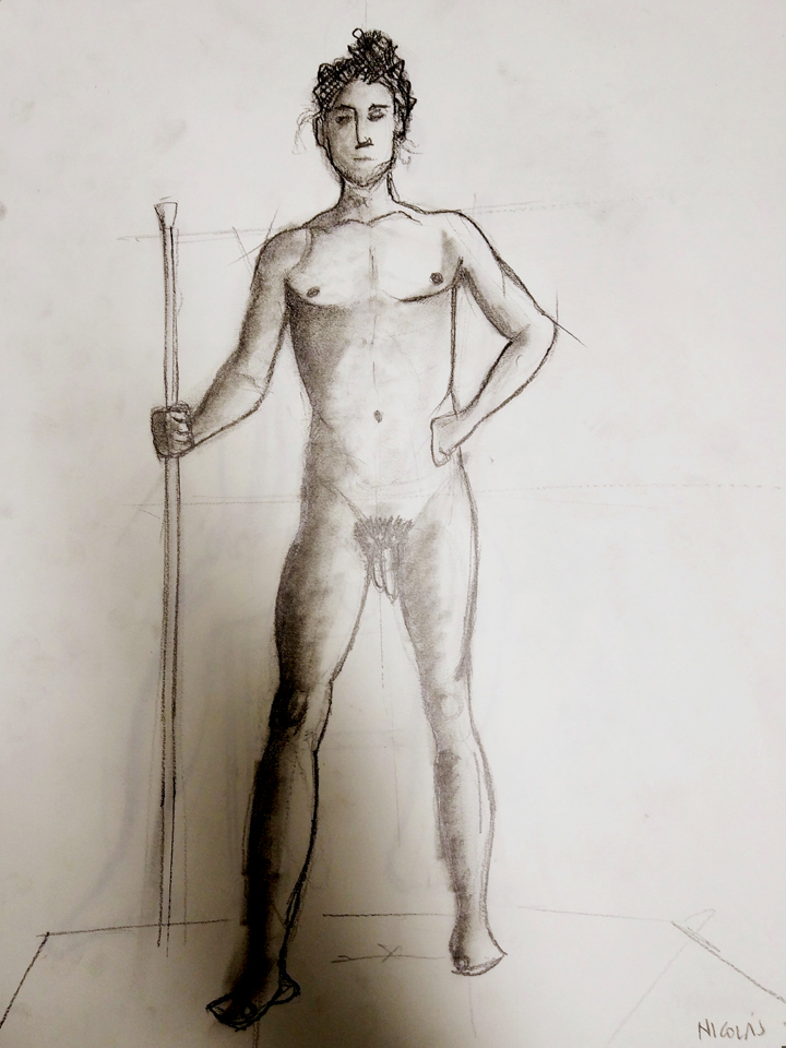 Pose de pie con apoyo. Anónimo.