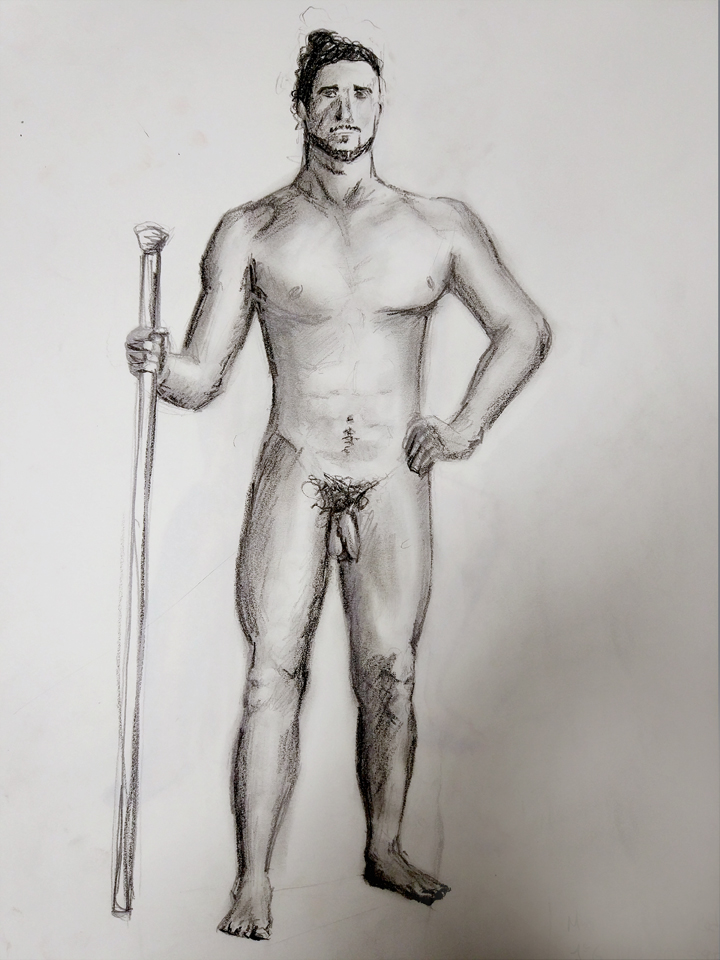 Pose de pie con apoyo. Anónimo.