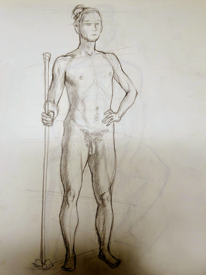 Pose de pie con apoyo. Anónimo.