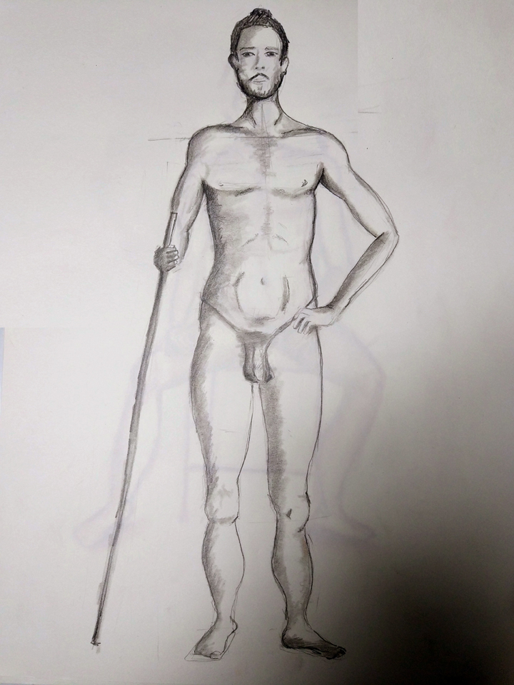 Pose de pie con apoyo. Anónimo.