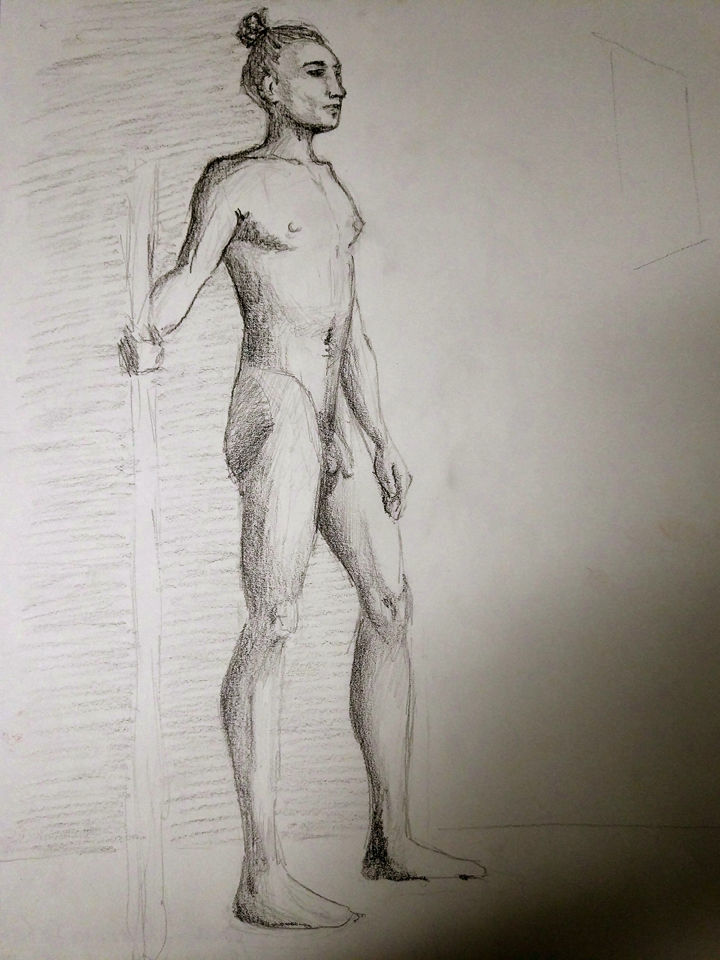 Pose de pie con apoyo. Anónimo.