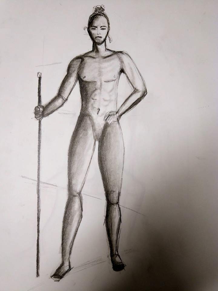 Pose de pie con apoyo. Anónimo.