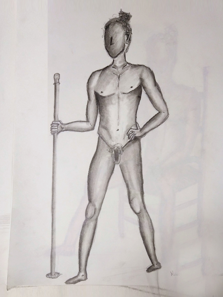 Pose de pie con apoyo. Anónimo.