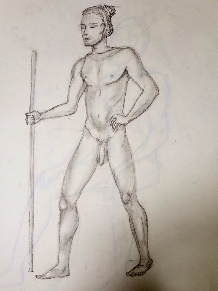 Pose de pie con apoyo. Anónimo.