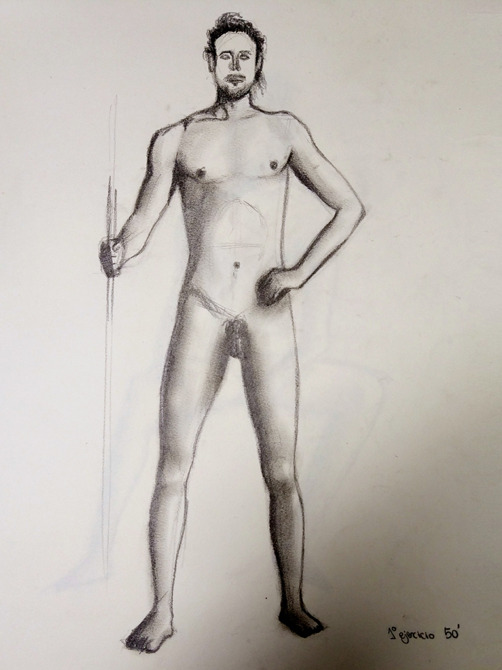 Pose de pie con apoyo. Anónimo.